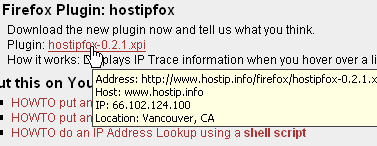 Geotargeting an IP address in Firefox.